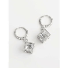 Серьги с подвесками Shine & Beauty, кристаллы Swarovski, размер 15 мм, серебряный