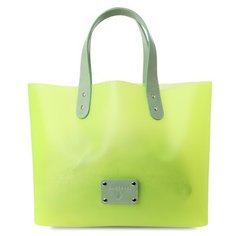 Сумка шоппер Calzetti, фактура зернистая, матовая, желто-зеленый