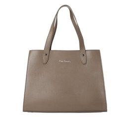 Сумка тоут Pierre Cardin, фактура зернистая, серо-коричневый