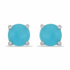 Серьги пусеты серебро, 925 проба, родирование, бирюза, длина 0.5 см, , голубой Ювелирия