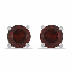 Серьги пусеты серебро, 925 проба, родирование, гранат, длина 0.5 см, , красный Ювелирия