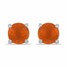 Серьги пусеты серебро, 925 проба, родирование, опал, длина 0.5 см, , оранжевый Ювелирия