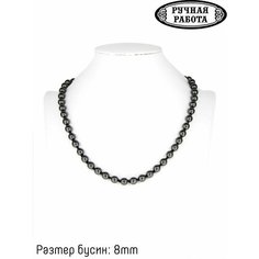 Колье, гематит, длина 48 см, серый, серебряный Нет бренда