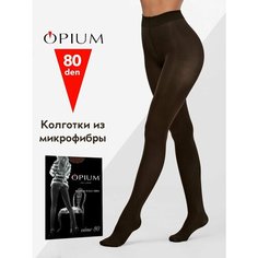 Колготки Opium коричневые из микрофибры 80 den, 80 den, размер 3, коричневый