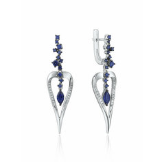 Серьги VALTERA, серебро, 925 проба, фианит, сапфир синтетический