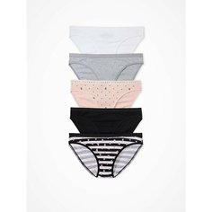 Трусы Victorias Secret, комплект из 5 шт., размер S, черный, розовый, белый, серый