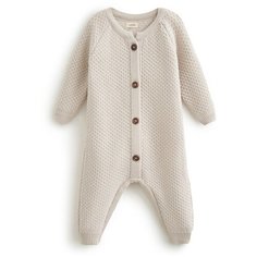 Комбинезон Loomknits Базовая коллекция, закрытая стопа, размер 62, светло-бежевый