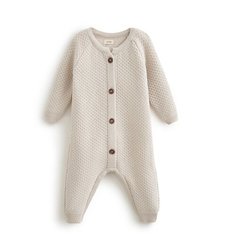 Комбинезон Loomknits Базовая коллекция, закрытая стопа, размер 56, светло-бежевый