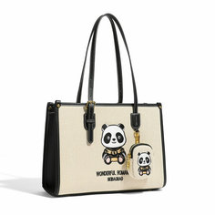 Сумка шоппер BeiBaoBao, фактура стеганая, бежевый, черный