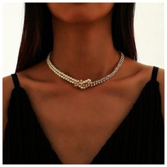 Чокер, искусственный камень, кристалл, длина 40 см, золотистый Sofi&Ta