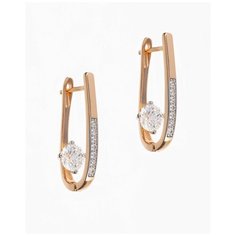 Серьги конго XUPING JEWELRY, фианит, размер 25 мм, белый в золоте
