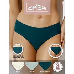 Трусы Omsa, комплект из 3 шт., размер 48 (L), белый, зеленый