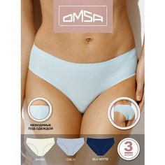 Трусы Omsa, комплект из 3 шт., размер 42 (XS), голубой, синий, белый