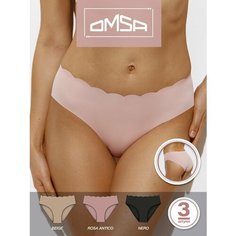 Трусы Omsa, размер 50 (XL), бежевый, розовый, черный