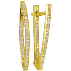 Серьги Золотая подкова, красное золото, 585 проба, фианит