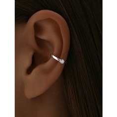Моносерьга кафф MIESTILO, серебро, 925 проба, родирование, фианит, , серебристый