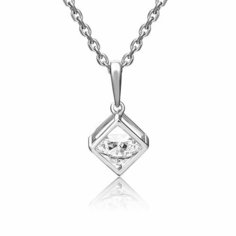 Подвеска PLATINA, белое золото, 585 проба, родирование, фианит, белый