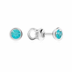 Серьги пусеты VALTERA, серебро, 925 проба, родирование, кристаллы Swarovski, , серебристый, голубой