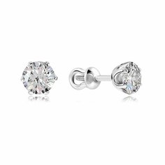 Серьги пусеты VALTERA, серебро, 925 проба, фианит, размер 6 мм, длина 0.8 см, , серебристый