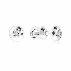 Серьги пусеты VALTERA, серебро, 925 проба, фианит, , серебристый