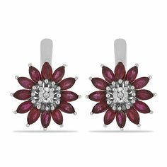 Серьги серебро, 925 проба, родирование, бриллиант, рубин, длина 1.9 см, , красный/белый Ювелирия