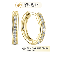 Серьги конго Noima, фианит, размер 15 мм, золотой