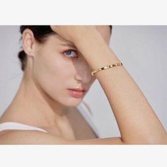 Жесткий браслет SORONA, циркон, Swarovski Zirconia, фианит, 1 шт., размер 19 см, размер one size, диаметр 6 см, золотистый