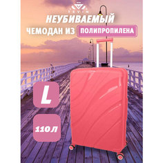 Чемодан TEVIN, 110 л, размер L, розовый фламинго