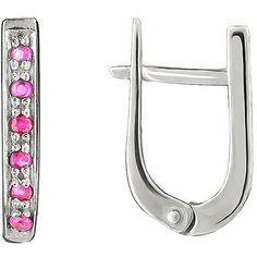 Серьги CORDE, серебро, 925 проба, родирование, рубин, размер 2.5 мм, длина 1.6 см, , темно-розовый