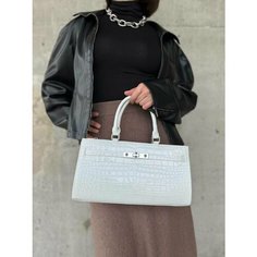 Сумка тоут Sergio Valentini, фактура под рептилию, белый