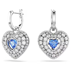 Серьги с подвесками SWAROVSKI, кристаллы Swarovski, размер 18 мм, серебристый/синий