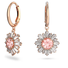 Серьги с подвесками SWAROVSKI, кристаллы Swarovski, размер 30 мм, розовый, золотой