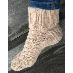 Носки авторская ручная работа, размер 37-39, бежевый Нет бренда