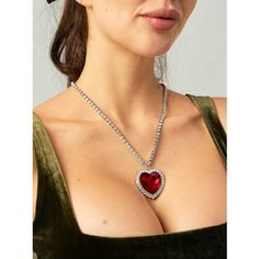 Колье, стекло, искусственный камень, длина 50 см, красный Shadel Accessories