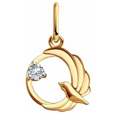 Подвеска Diamant, красное золото, 585 проба, фианит, размер 1.8 см., бесцветный