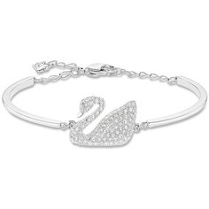 Жесткий браслет SWAROVSKI, кристаллы Swarovski, размер 15 см, серебристый