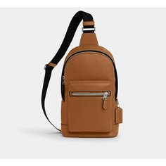 Сумка кросс-боди Coach, фактура зернистая, коричневая