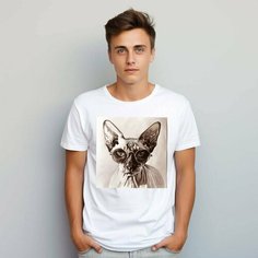 Футболка PrintLemura с лысым котом сфинксом, размер 52, с лысым котом сфинксом 2