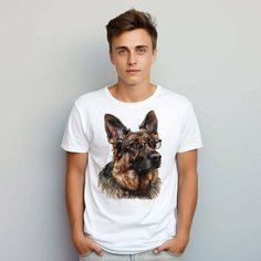 Футболка PrintLemura с овчаркой, размер 48, с овчаркой