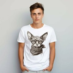 Футболка PrintLemura с лысым котом сфинксом, размер 46, с лысым котом сфинксом 4
