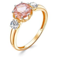 Кольцо Гранат, красное золото, 585 проба, фианит, размер 18 Granat