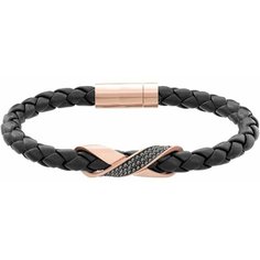 Плетеный браслет SWAROVSKI, кристаллы Swarovski, черный/золотистый