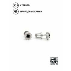 Серьги пусеты Кристалл Мечты, серебро, 925 проба, родирование, шпинель, фианит, длина 1 см, , черный