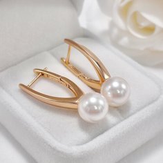 Серьги одиночные XUPING JEWELRY, жемчуг имитация, размер 34 мм, золотистый