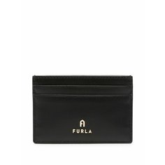 Картхолдер FURLA, фактура гладкая, черный