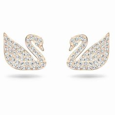 Серьги пусеты SWAROVSKI, кристаллы Swarovski, золотистый