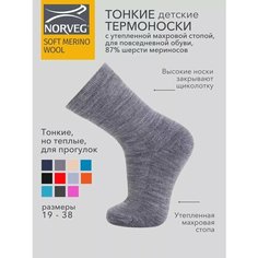 Термоноски NORVEG Soft Merino Wool, размер 31-34, , серый