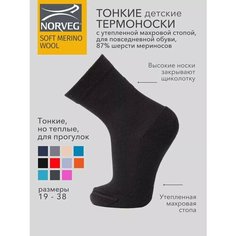 Термоноски NORVEG Soft Merino Wool, размер 23-26, , черный