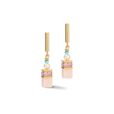 Серьги пусеты Coeur de Lion, жемчуг Swarovski синтетический, кварц, кристалл, розовый