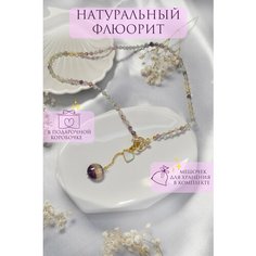 Колье ONE SECRET jewelry, флюорит, перламутр, длина 48 см, золотистый